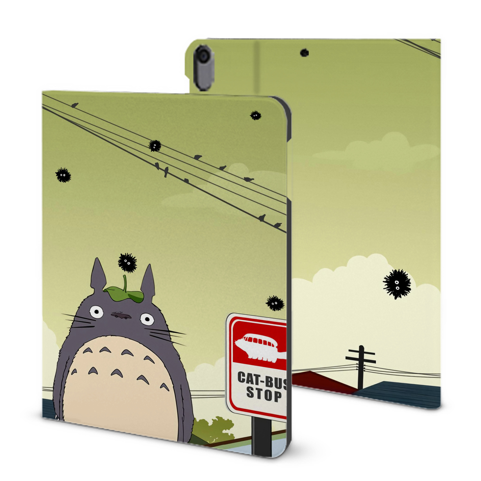 （画像用） となりのトトロ 草壁メイ 草壁サツキ My Neighbor Totoro Satsuki Kusakabe Mei Kusakabe IPad ケース ブック型 PUレザー TPU 耐衝撃 軽量 薄型 ペン収納なし 全面保護 IPad 各モデル対応